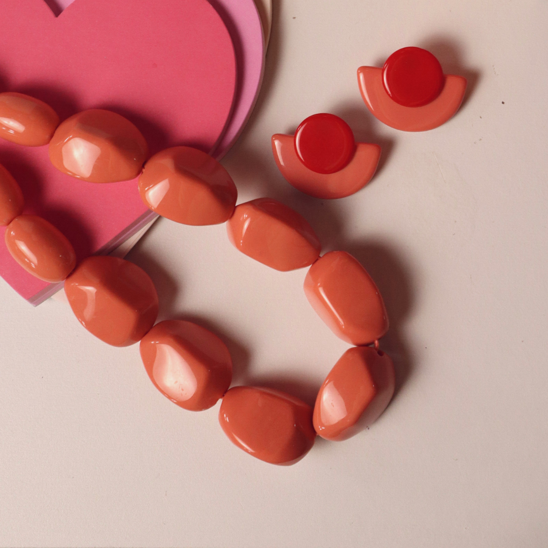 Deco Earrings - Coral