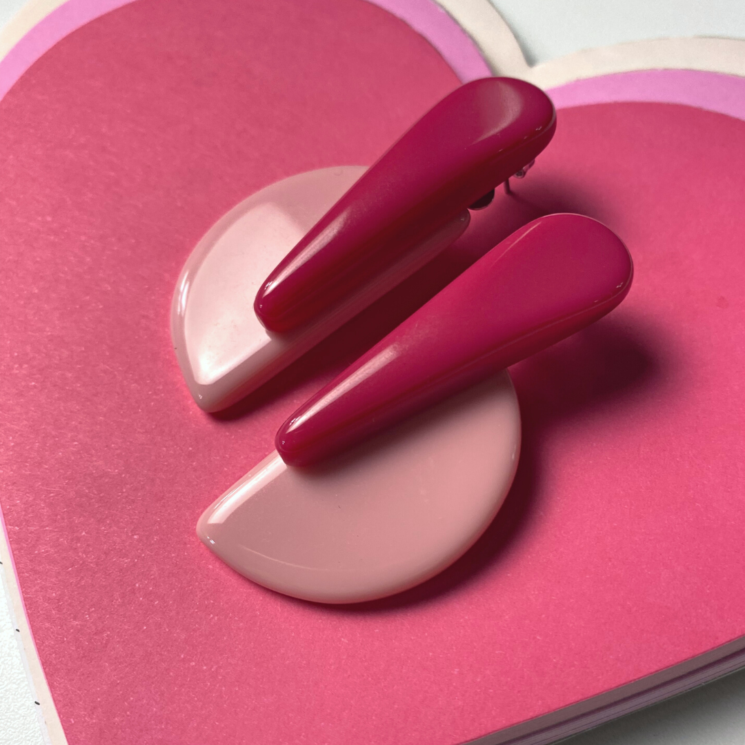 Half Moon Statement Earrings - Pink