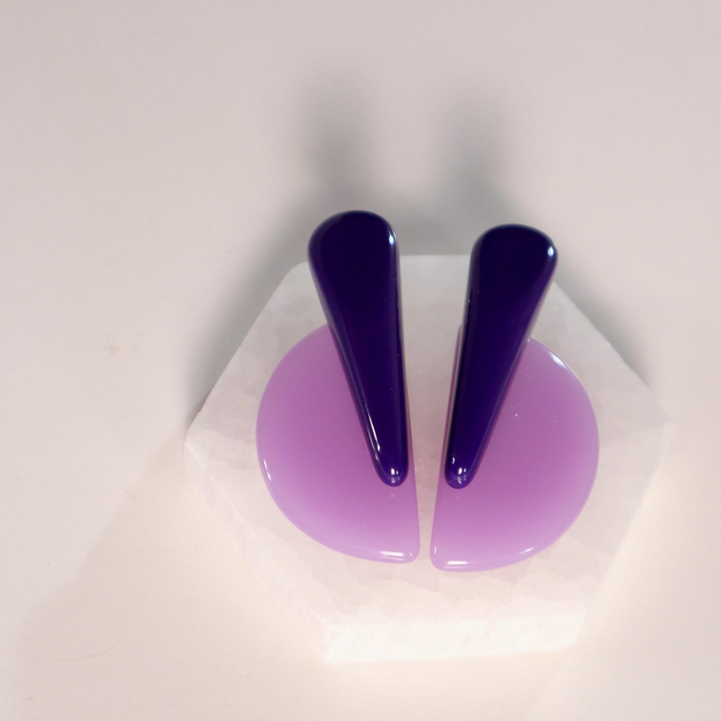 Half Moon Statement Resin Earrings in Lavender