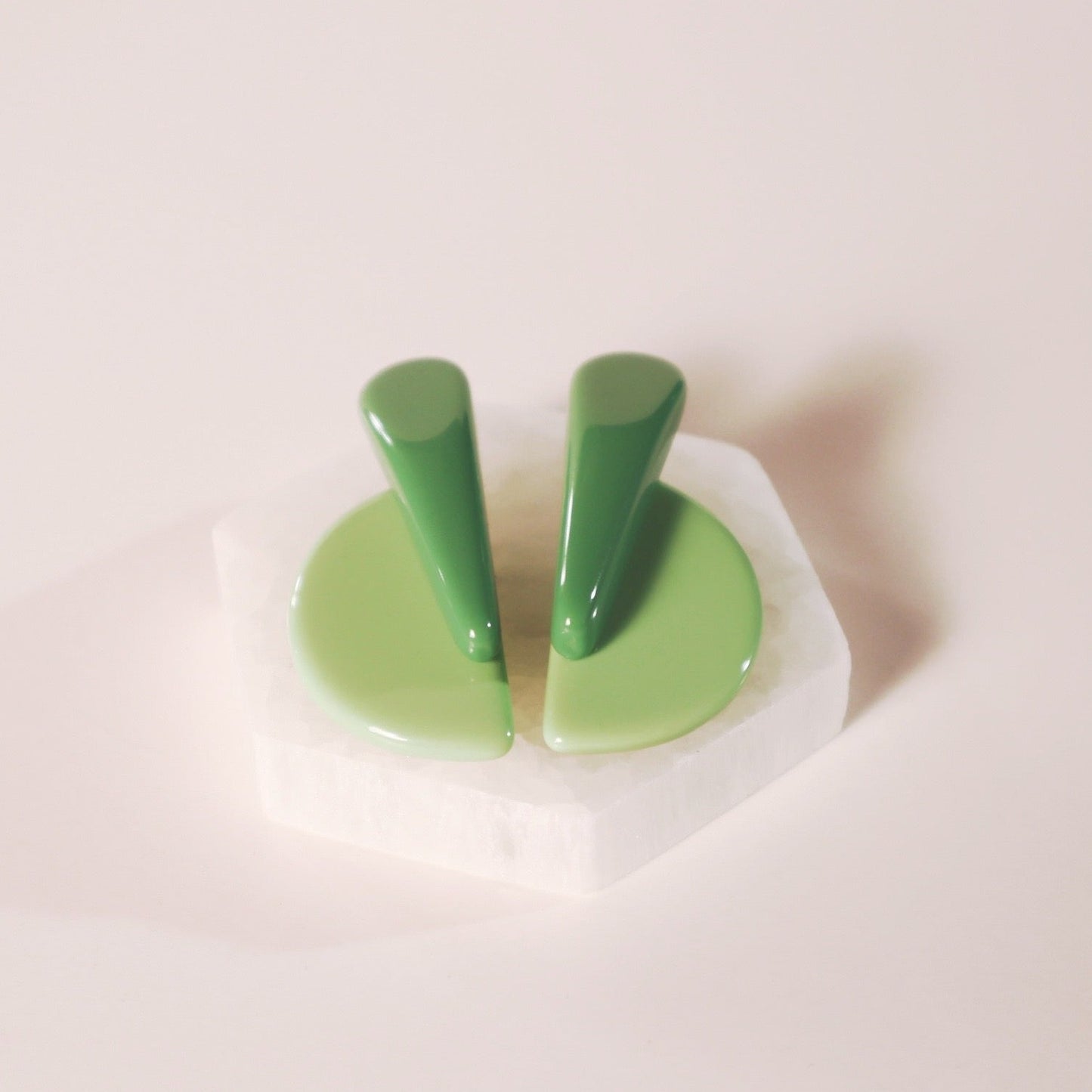 Half Moon Statement Resin Earrings - Mint Green