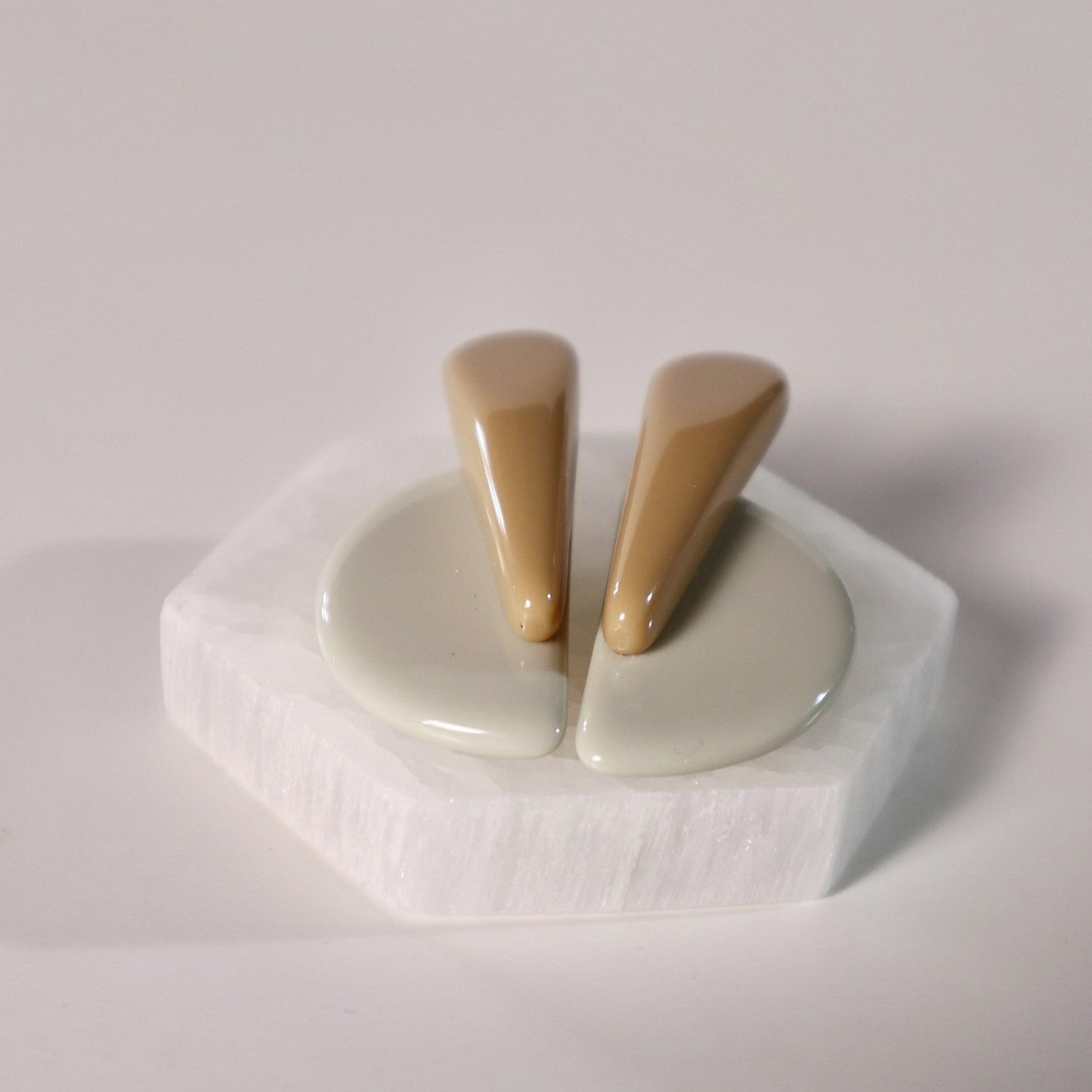 Half Moon Statement Resin Earrings in Oatmeal