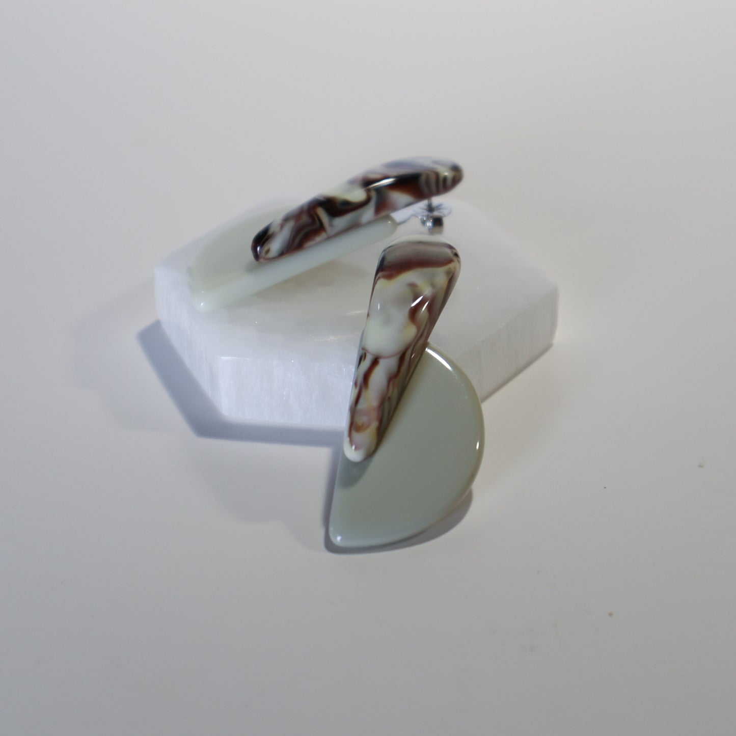 Half Moon Statement Earrings - Off White