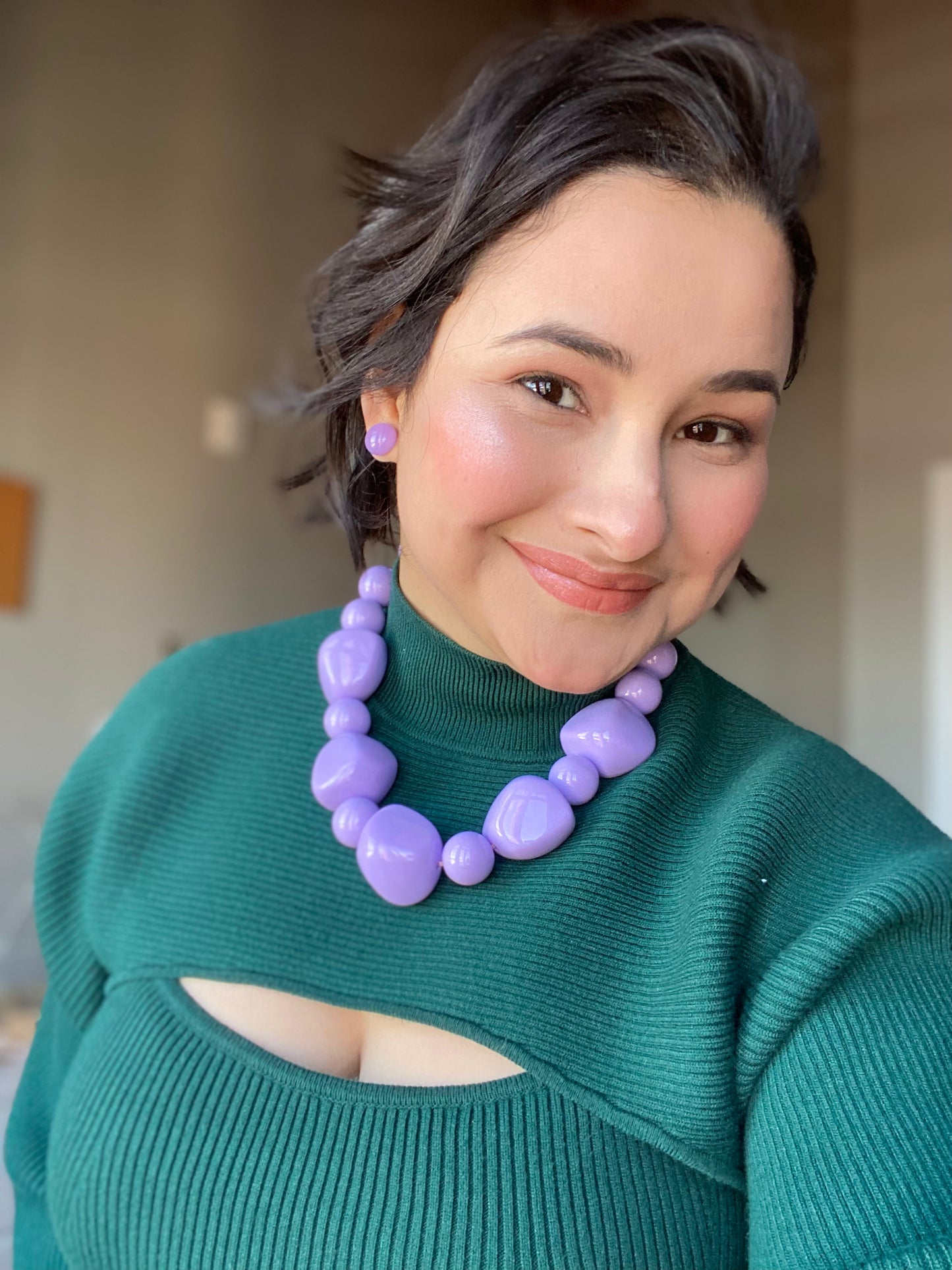 Max Beads Statement Necklace - Lavender