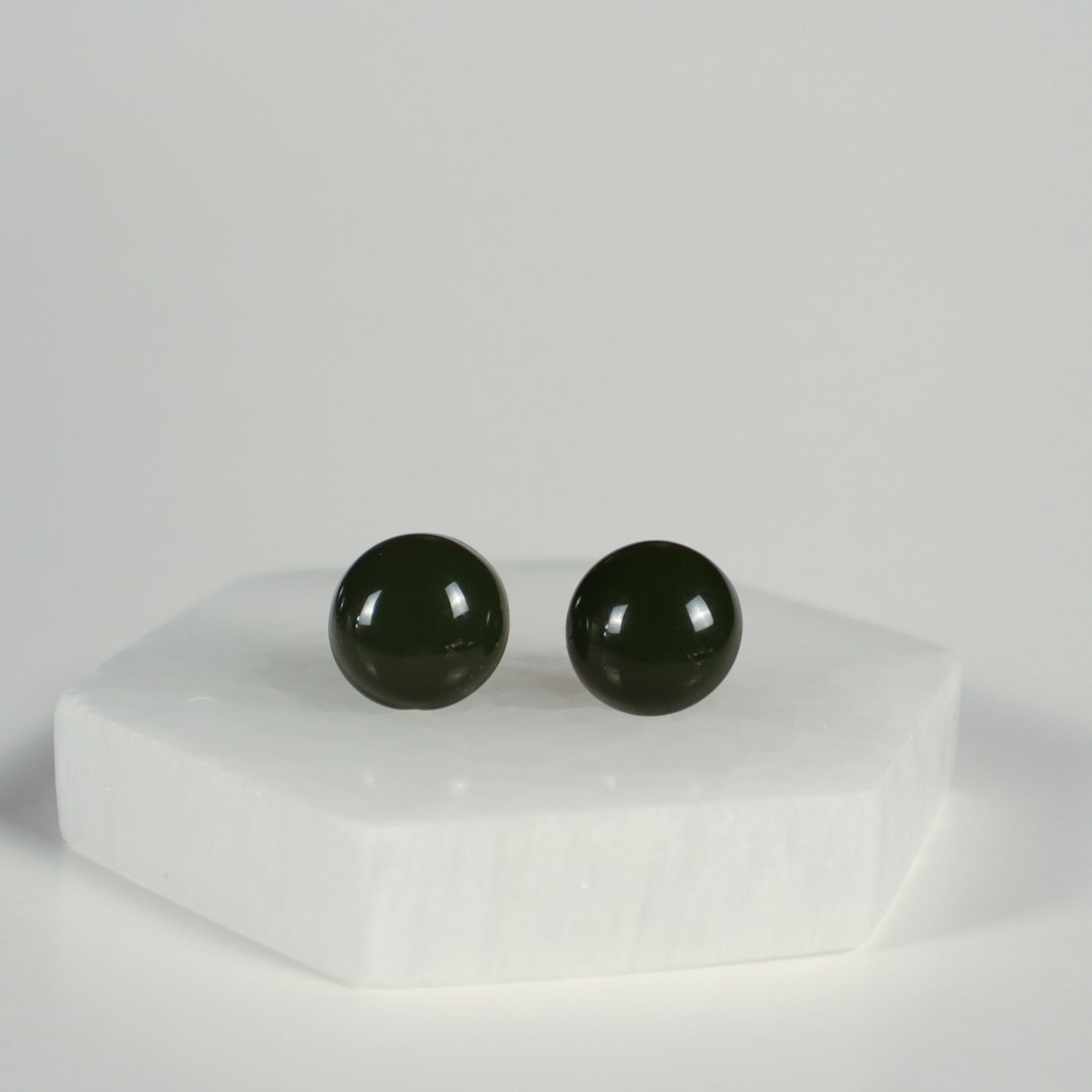 Mini Button Earrings - Army Green