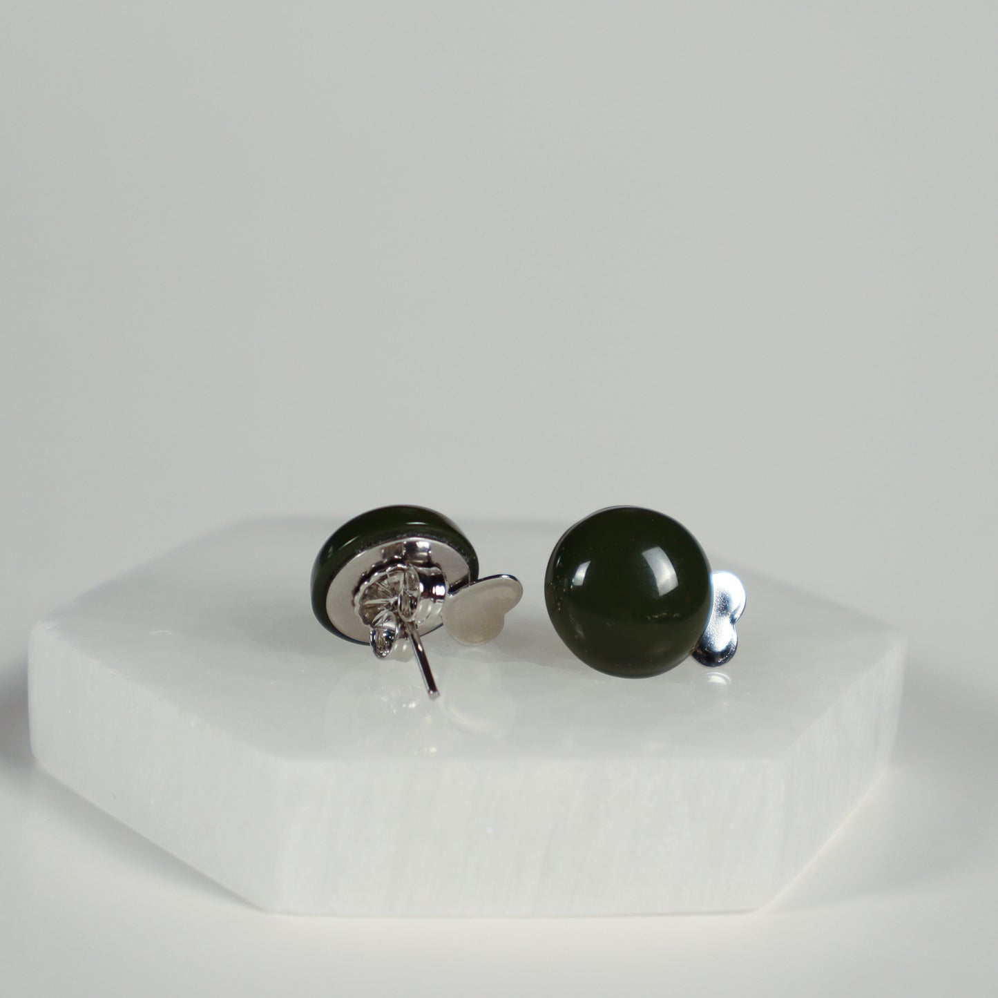 Mini Button Earrings - Army Green