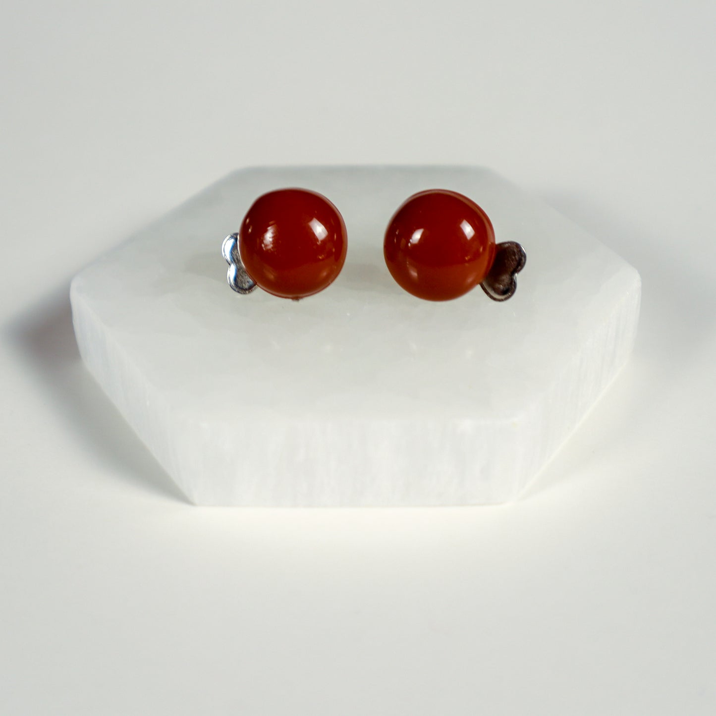 Mini Button Earrings - Brick