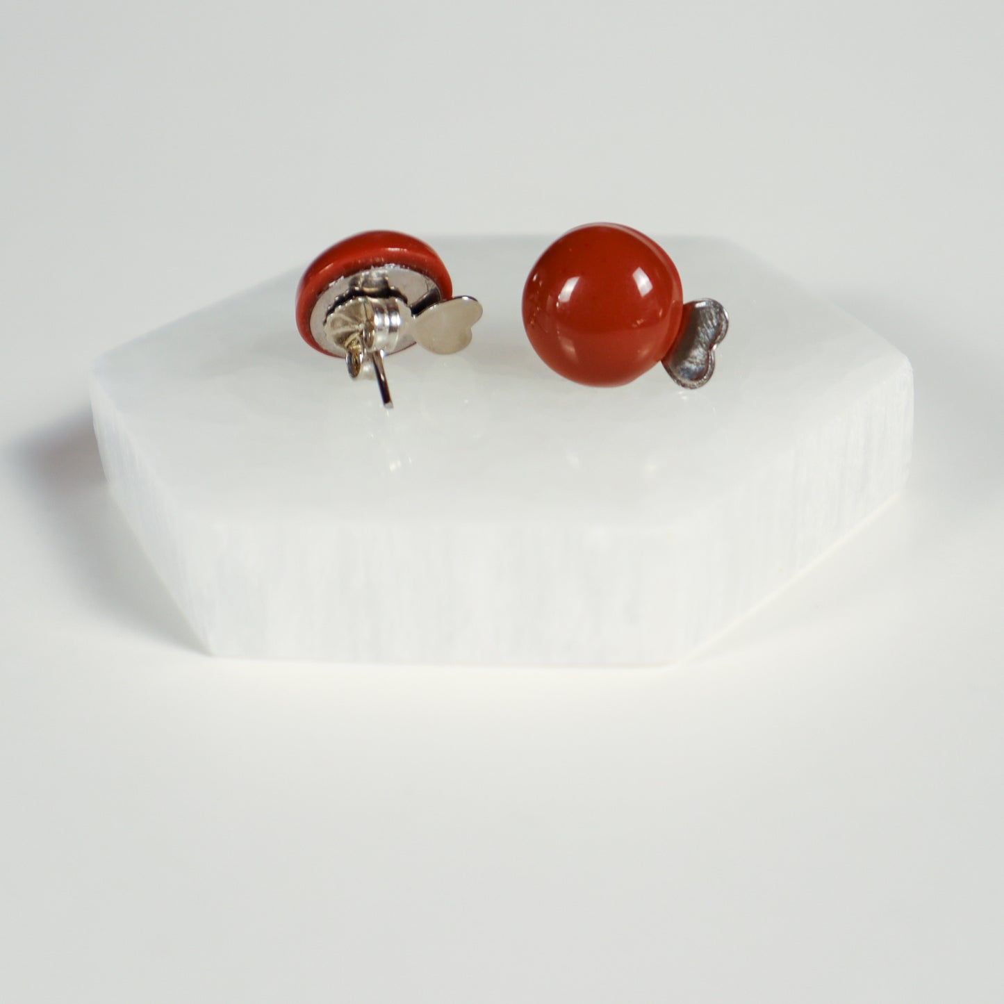 Mini Button Earrings - Brick