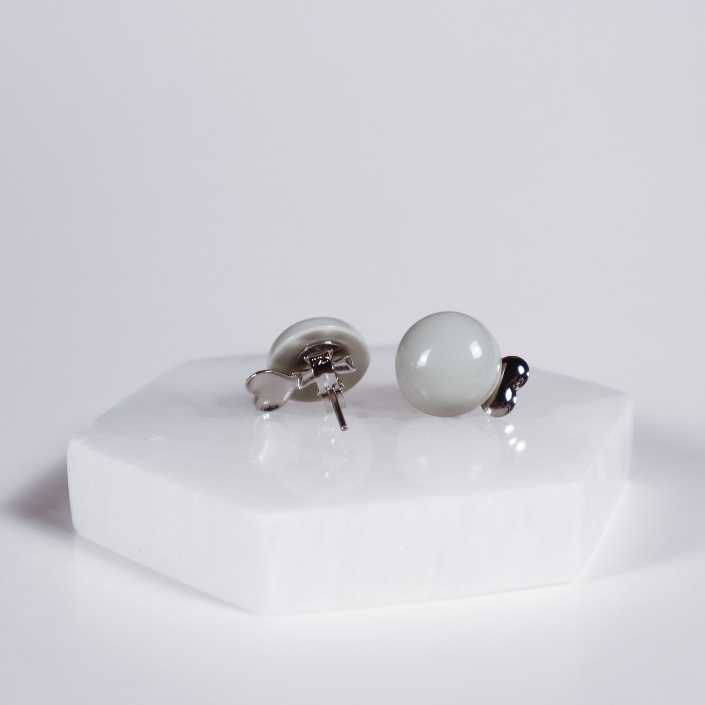 Mini Button Earrings - Off White