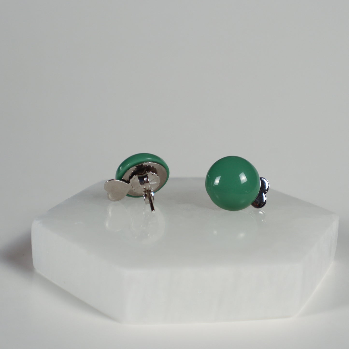 Mini Button Earrings - Sage Green