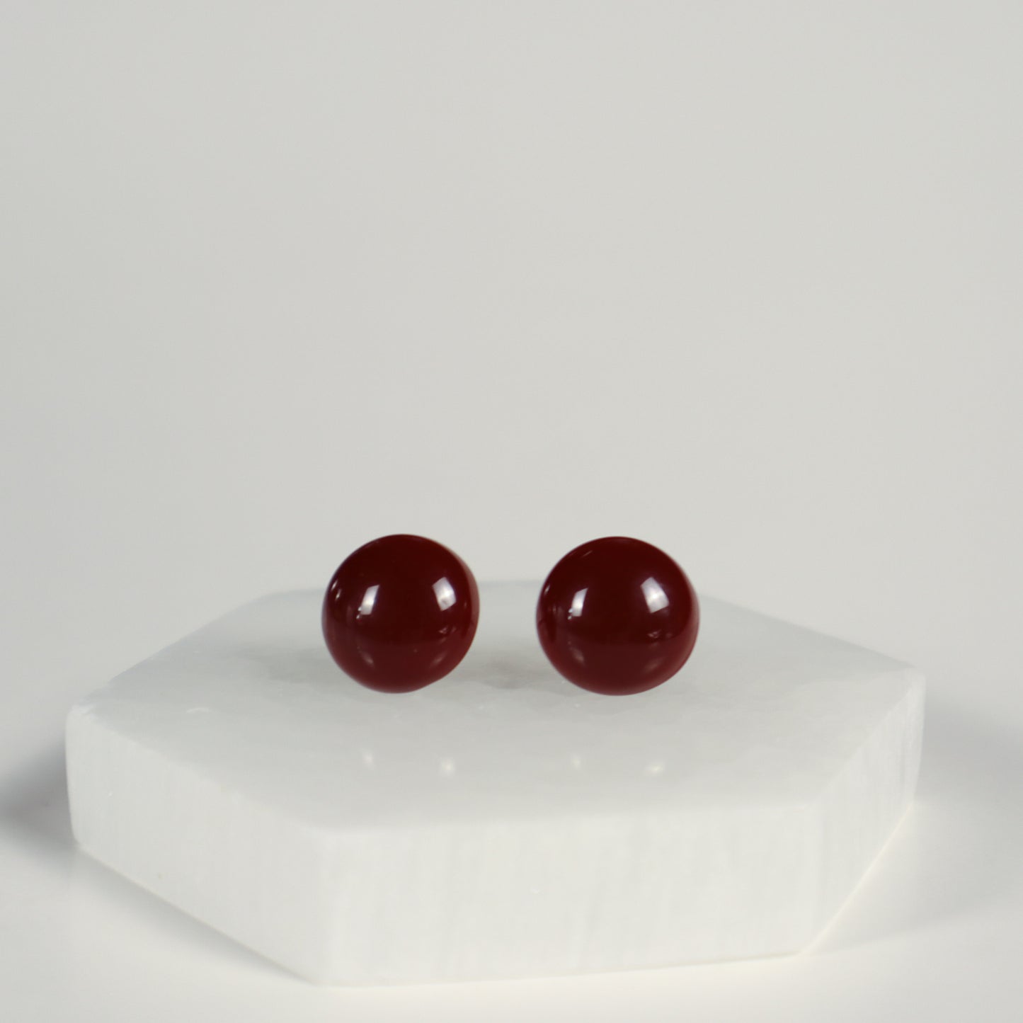 Mini Button Earrings - Sangria