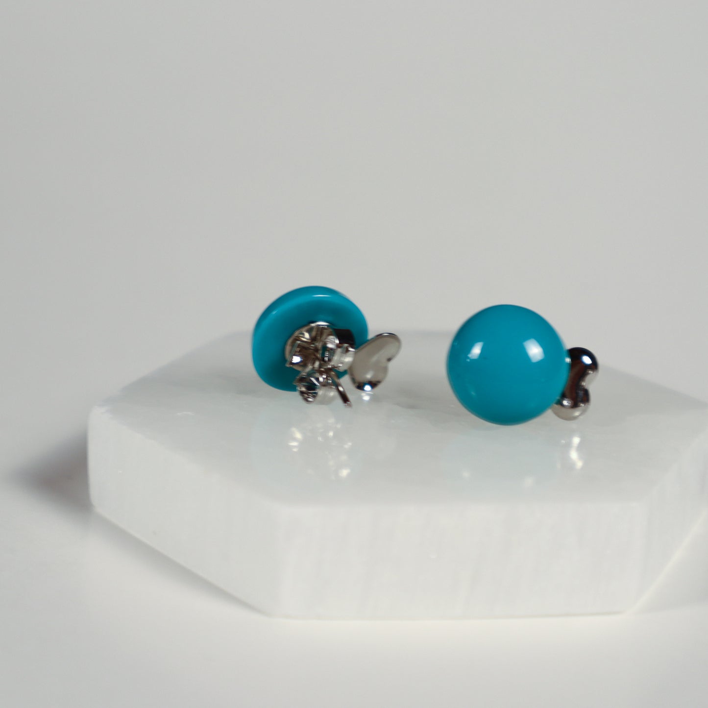 Mini Button Earrings - Turquoise