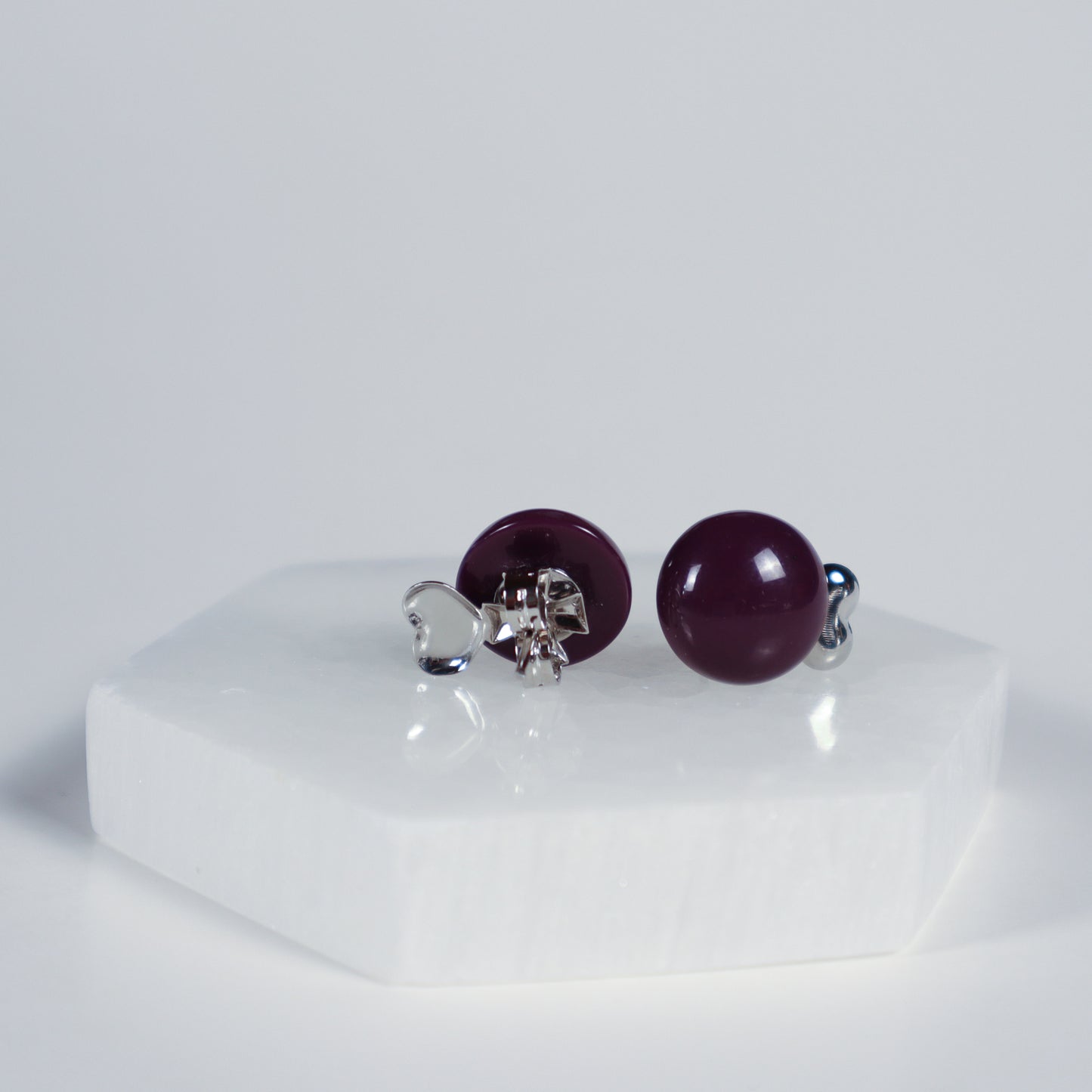 Mini Button Earrings - Wine