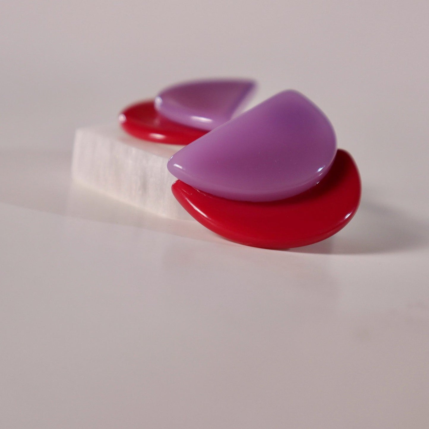 Semi Circles Resin Earrings in Pink & Purple