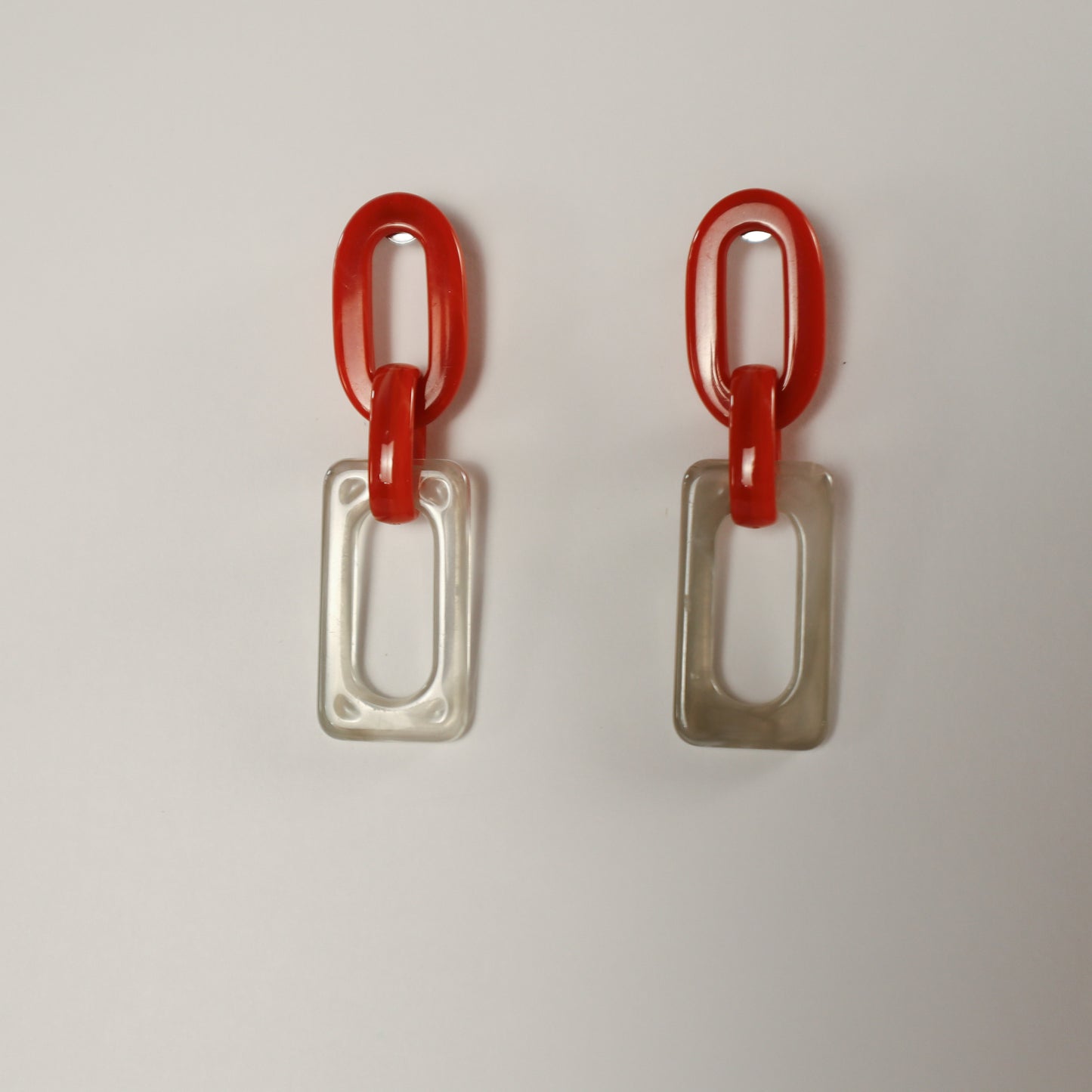 Geometric Statement Earrings - Red & Gray