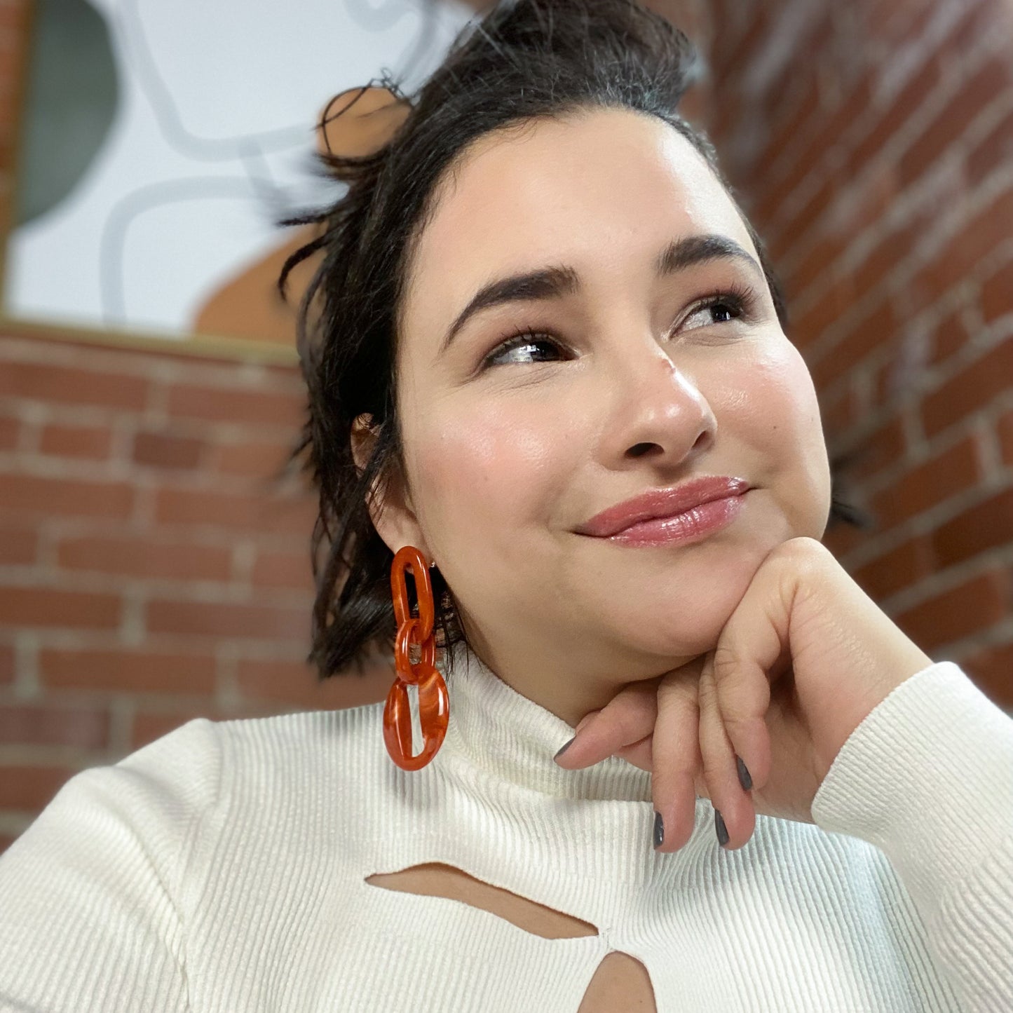 Geometric Statement Earrings - Red