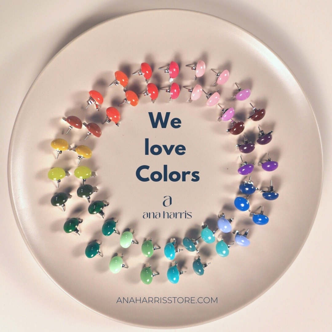 Mini Button Earrings - Black