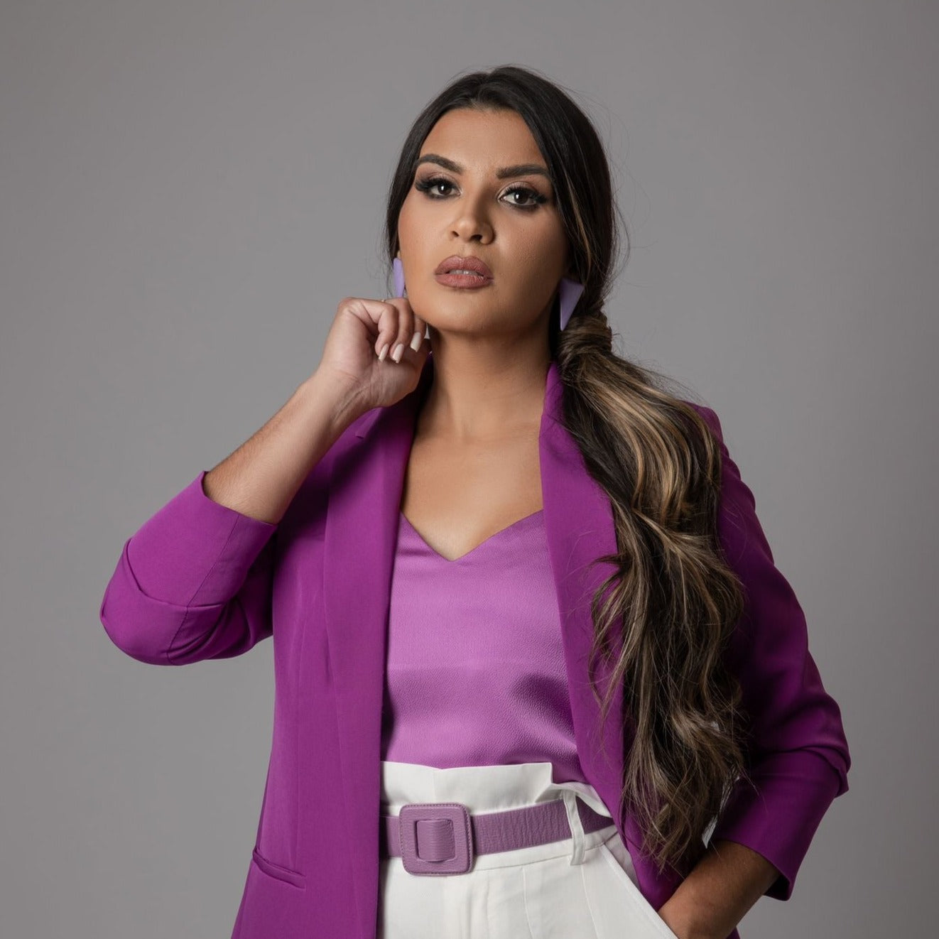 Long Triangle Earrings - Lavender