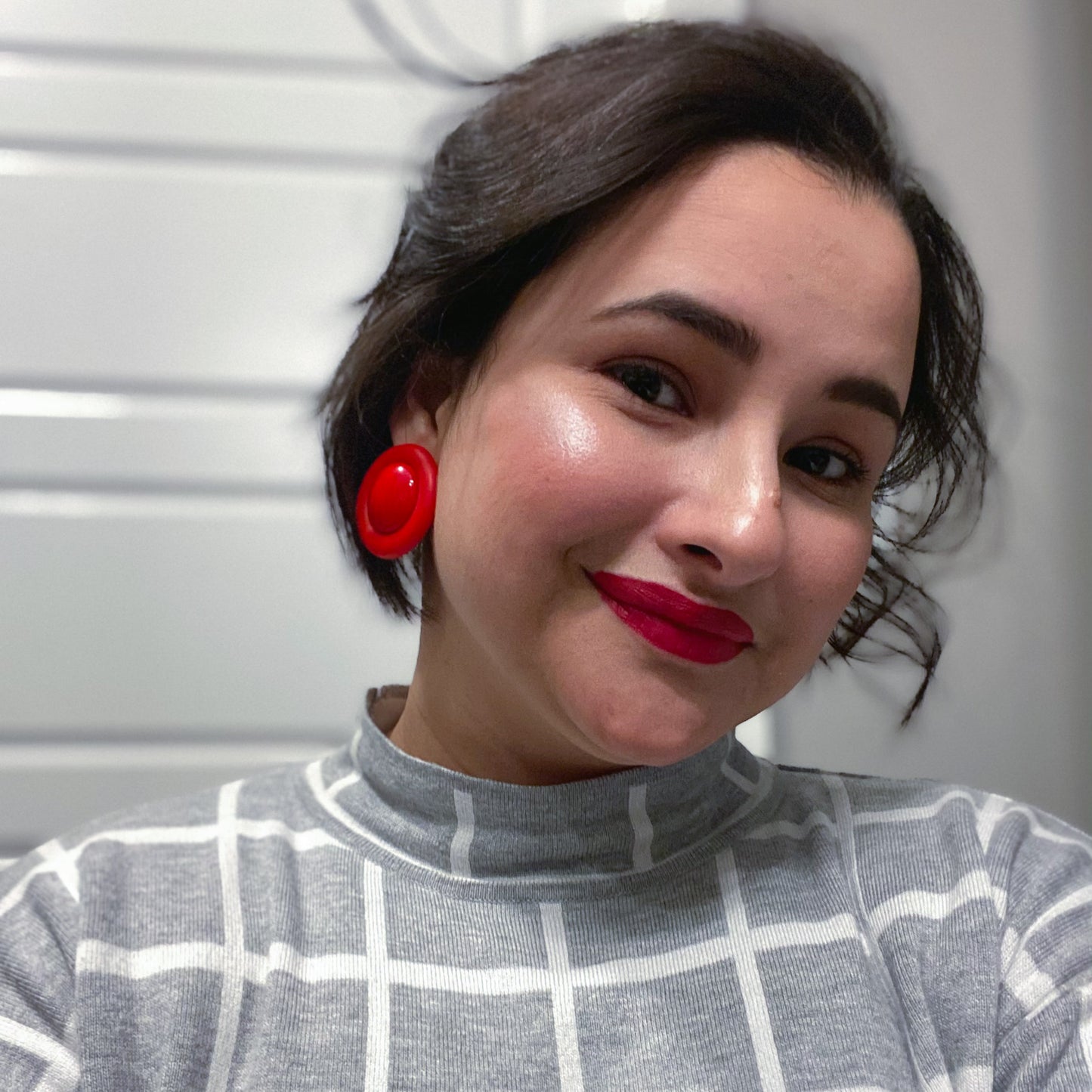 Saturn Earrings - Red