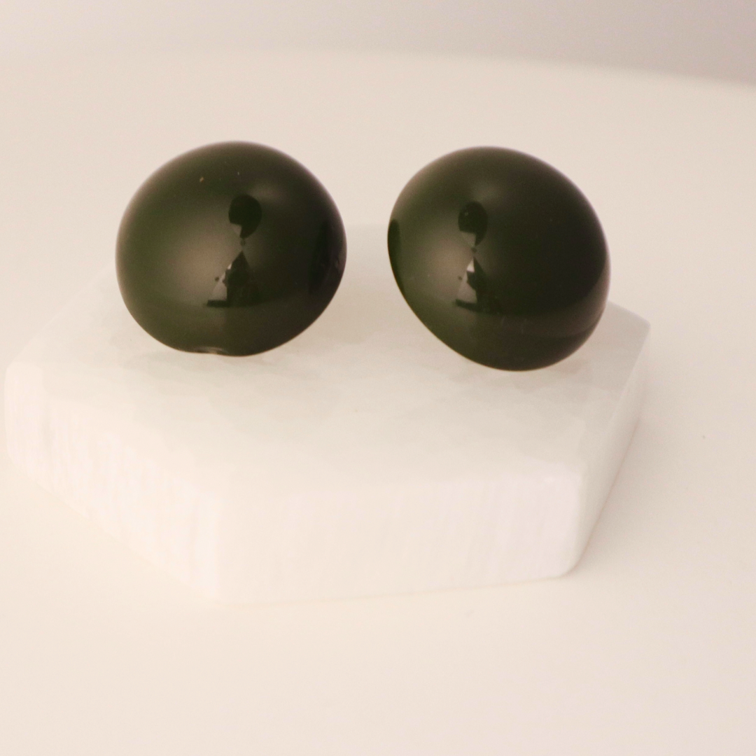 Maxi Button Earrings - Army Green