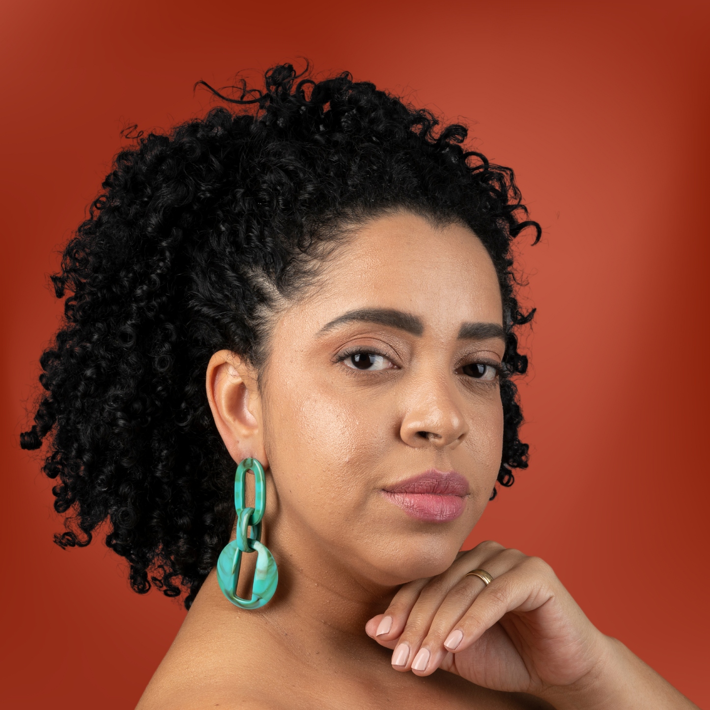 Geometric Statement Earrings - Navy, Teal & Red