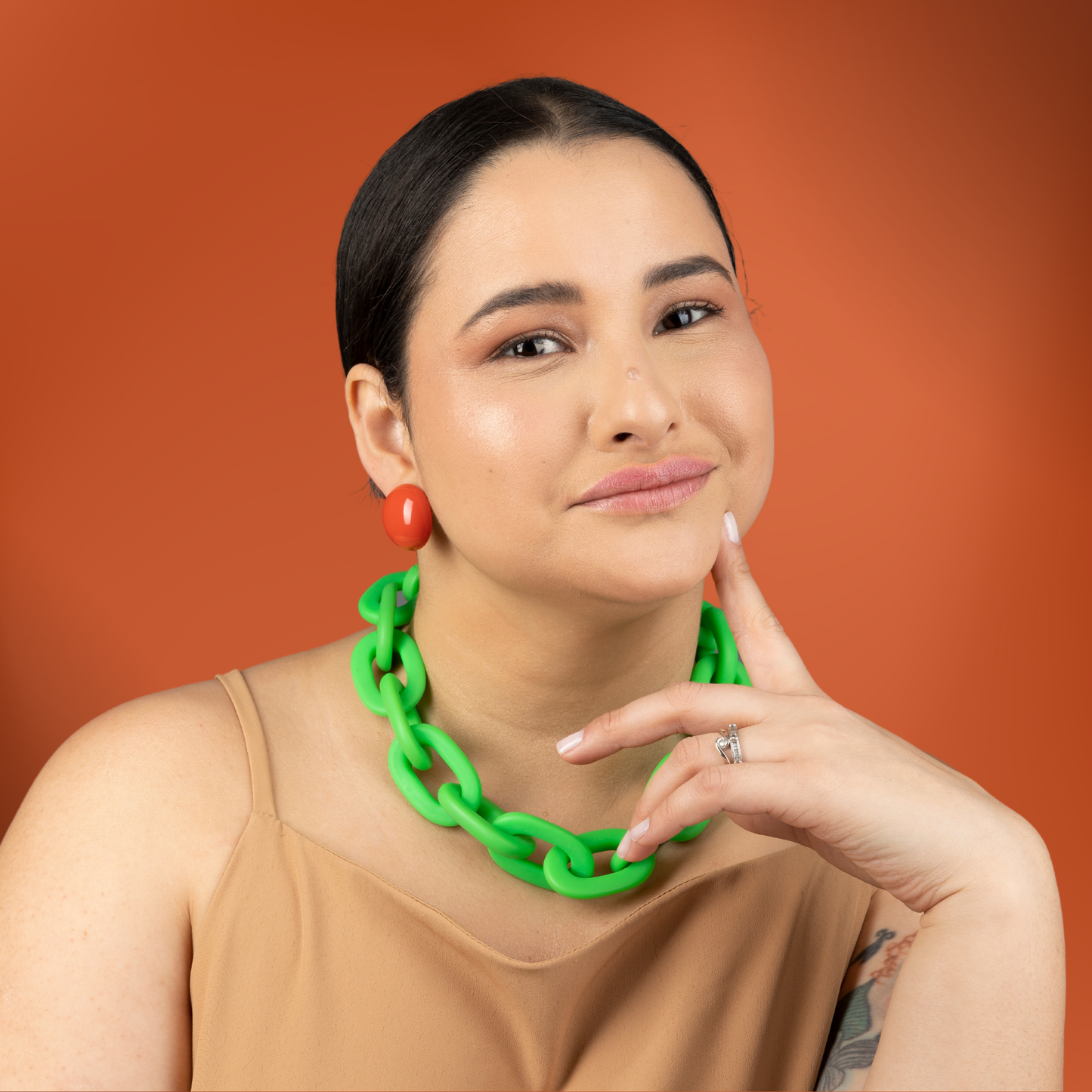 Maxi Button Earrings - Red