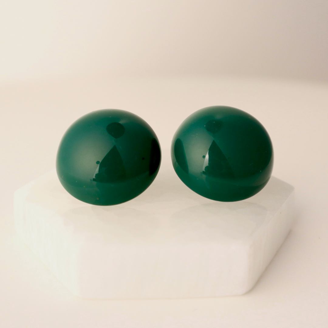 Maxi Button Earrings - Hunter Green