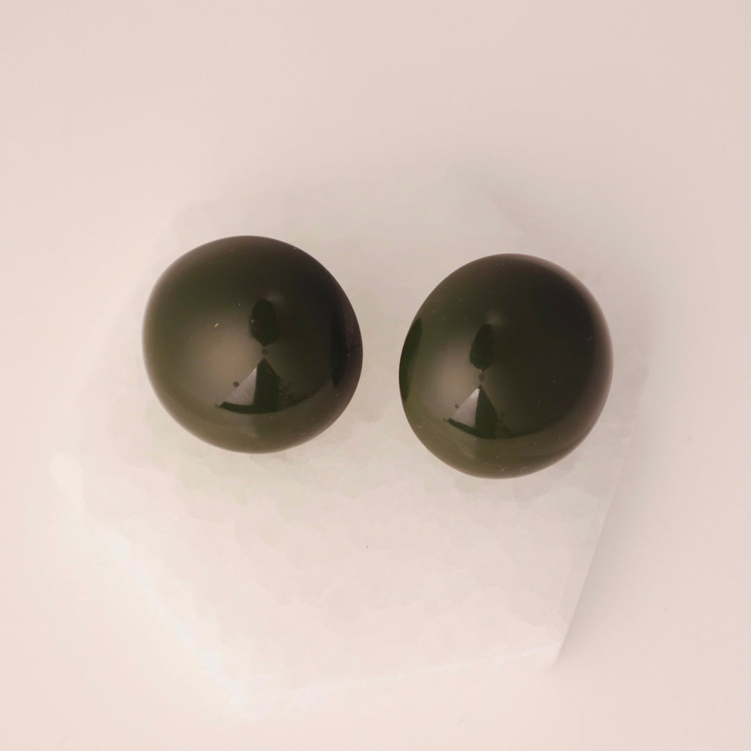 Maxi Button Earrings - Army Green