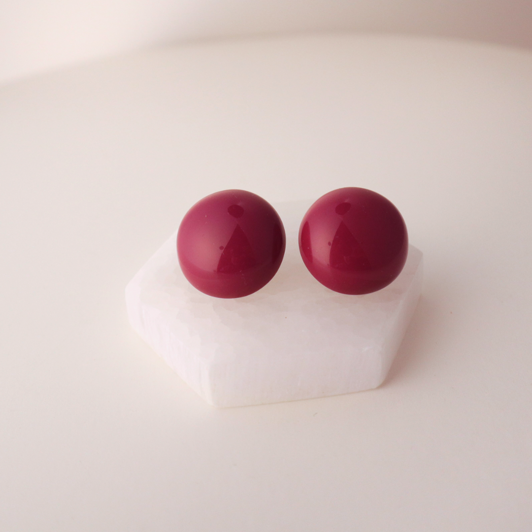 Maxi Button Earrings - Fuchsia