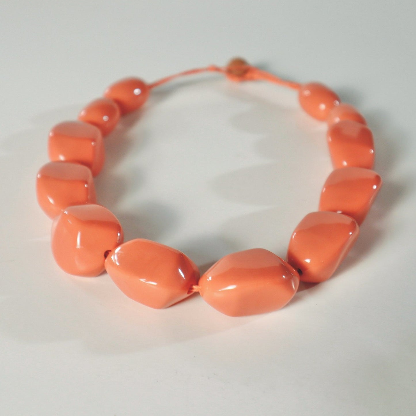 Chunky Geometric Statement Resin Necklace in Peach