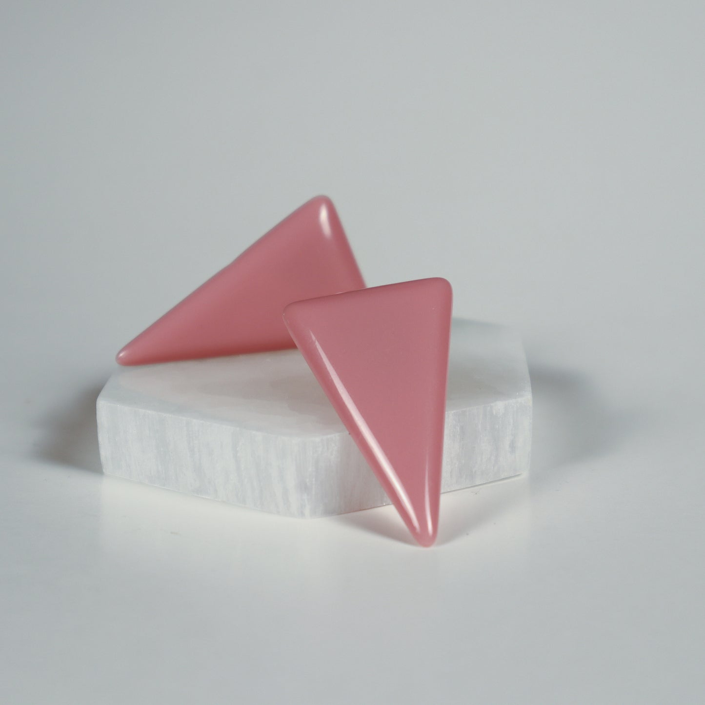 Long Triangle Earrings - Baby Pink