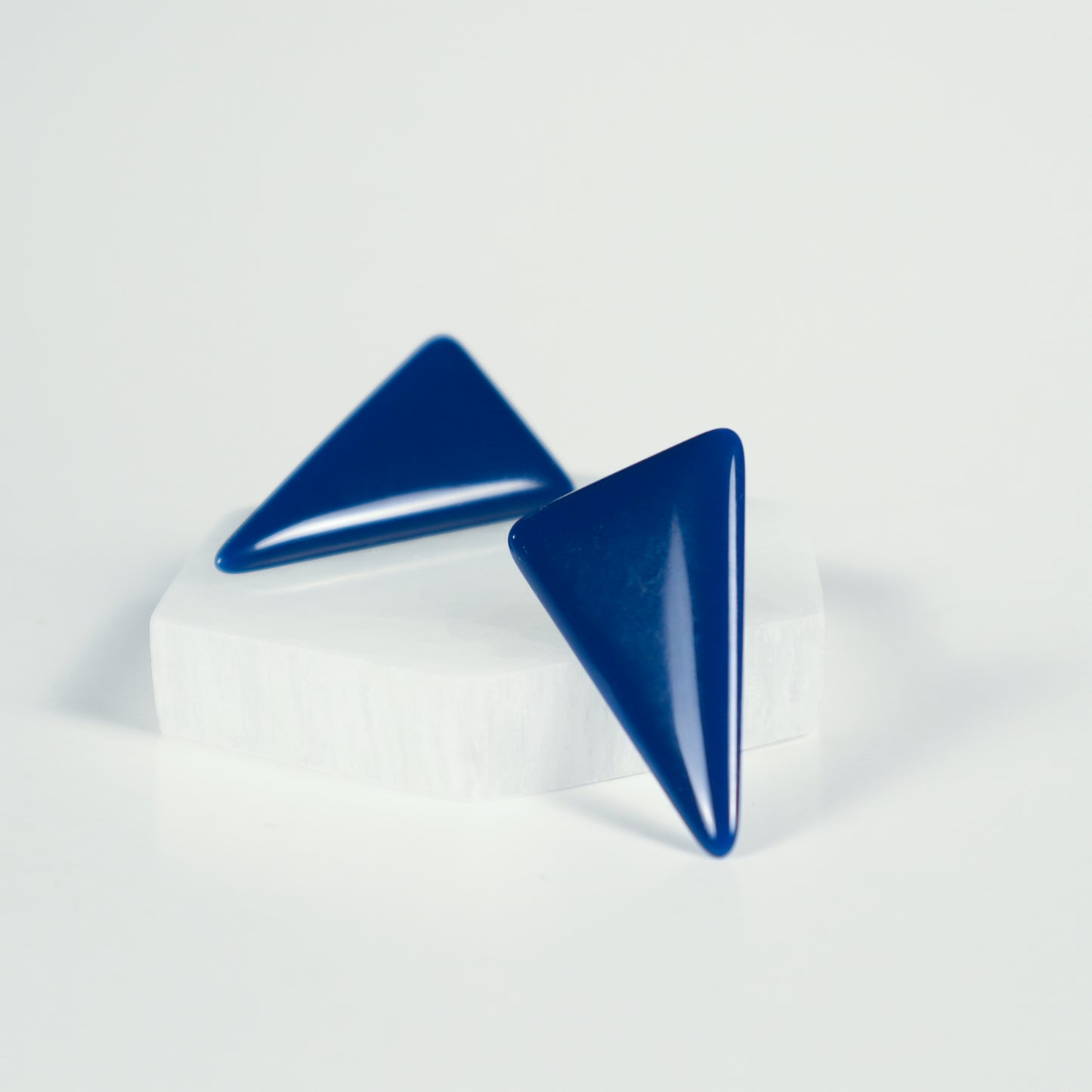 Long Triangle Earrings - Navy Blue