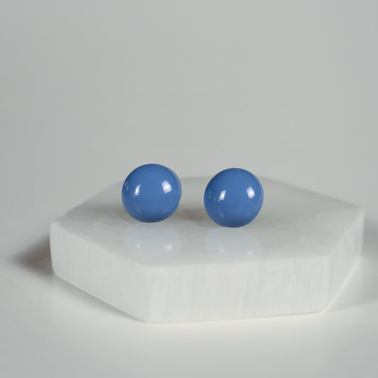 Mini Button Earrings - Baby Blue