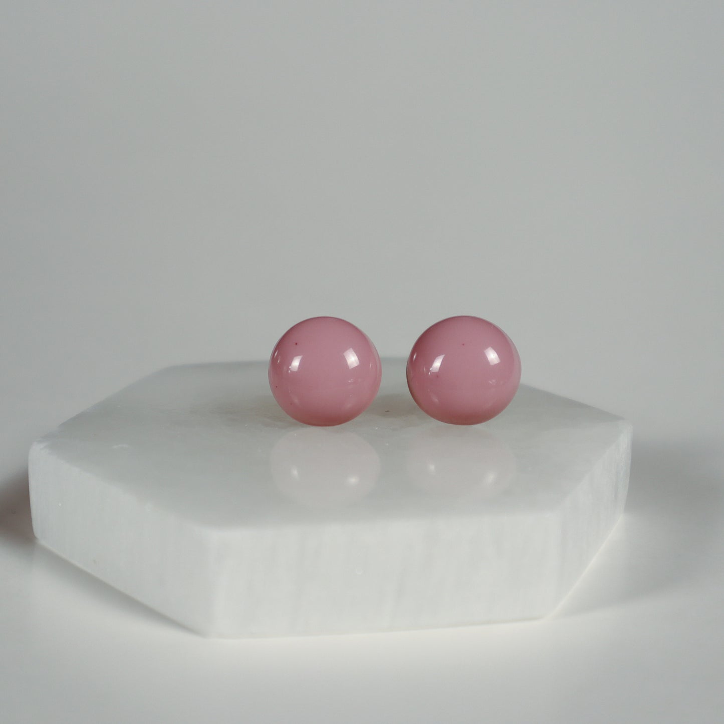 Mini Button Earrings - Baby Pink