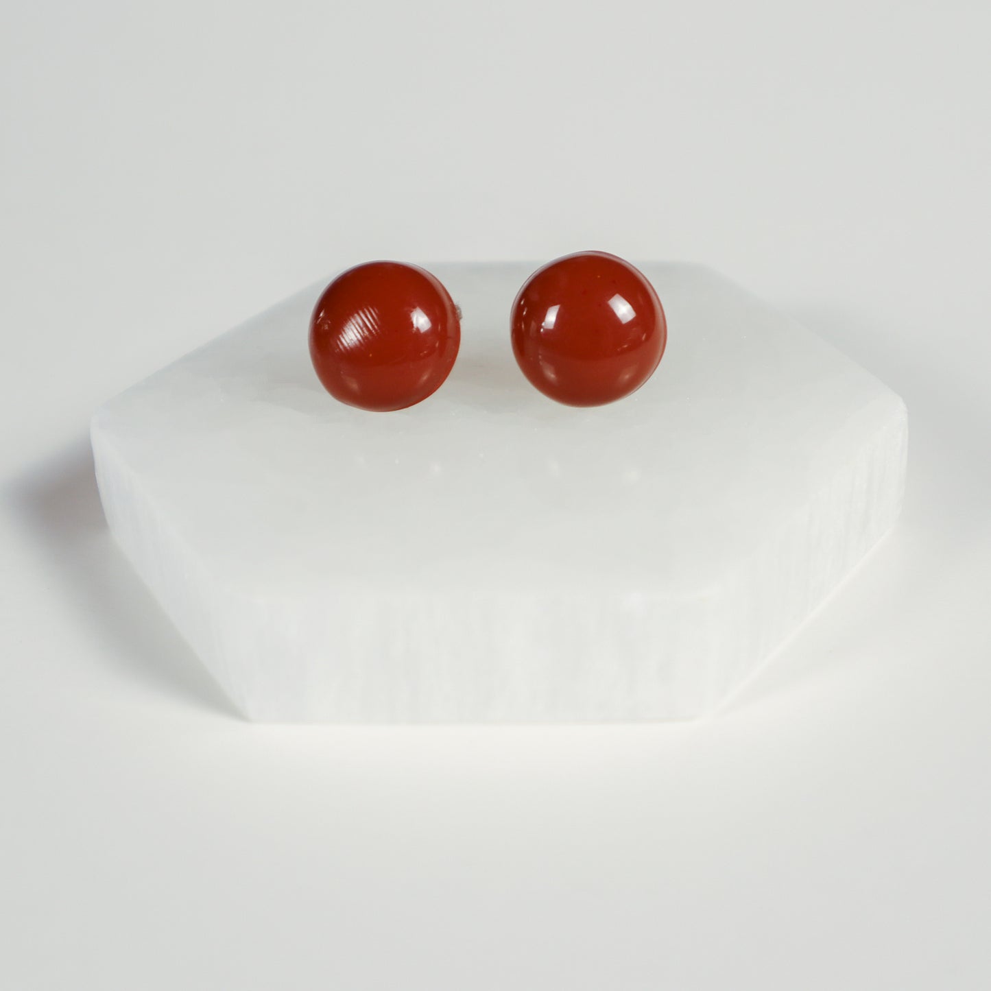 Mini Button Earrings - Brick