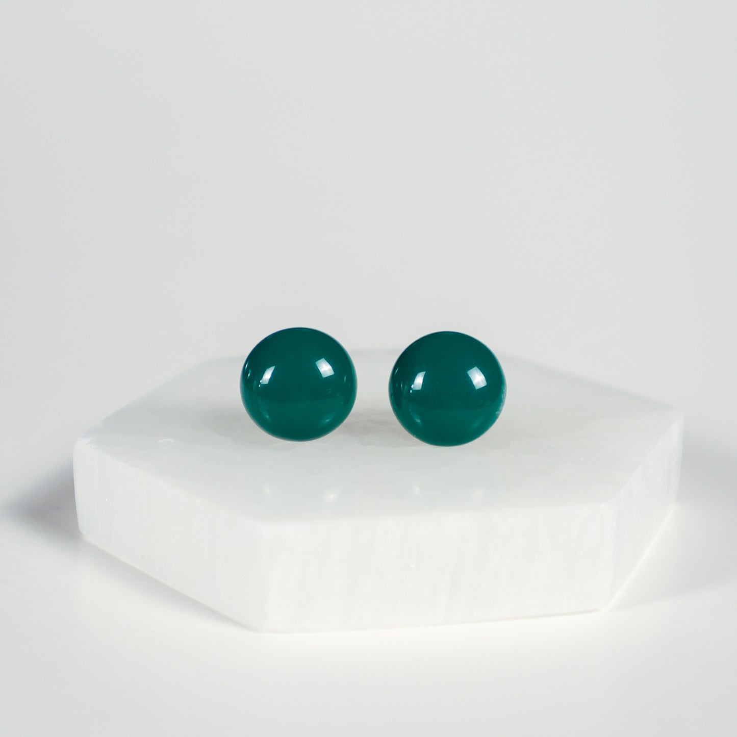 Mini Button Earrings - Hunter Green