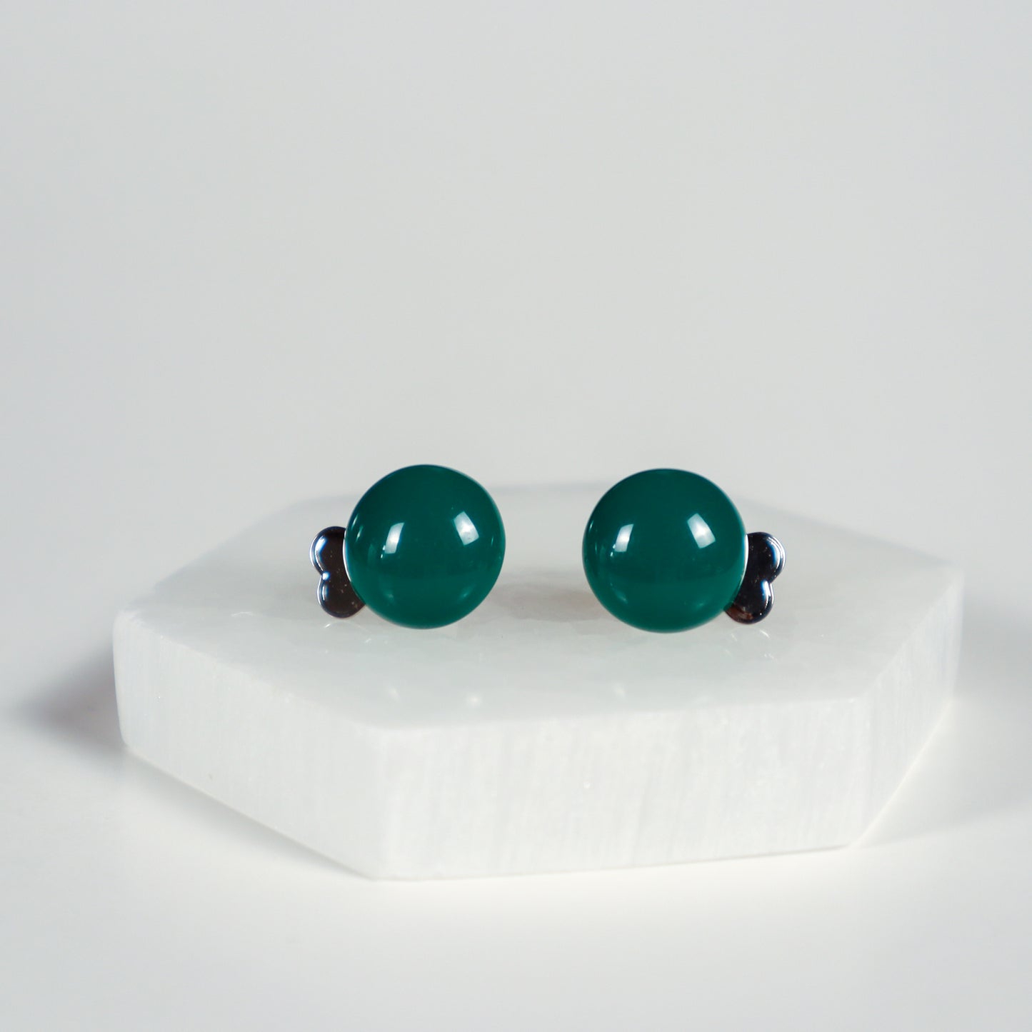 Mini Button Earrings - Hunter Green
