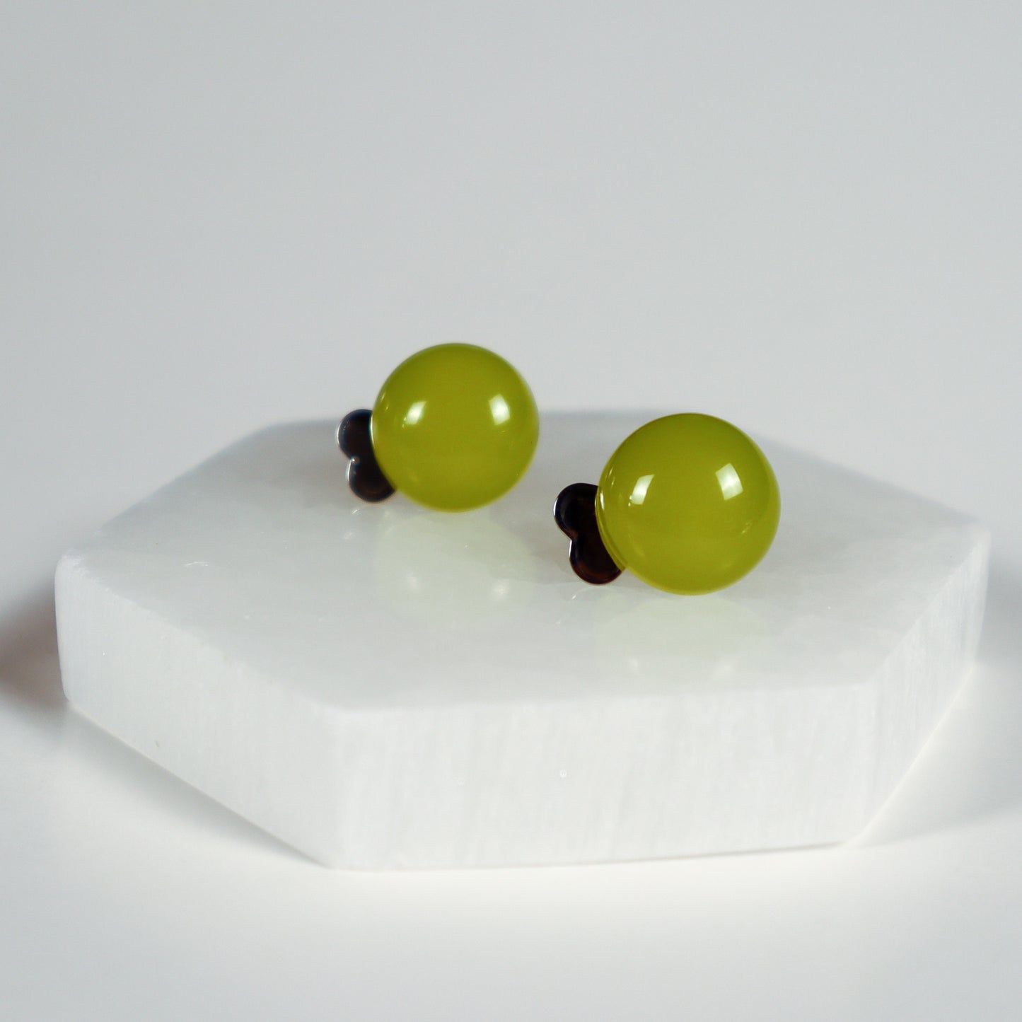 Mini Button Earrings - Lemon Clear