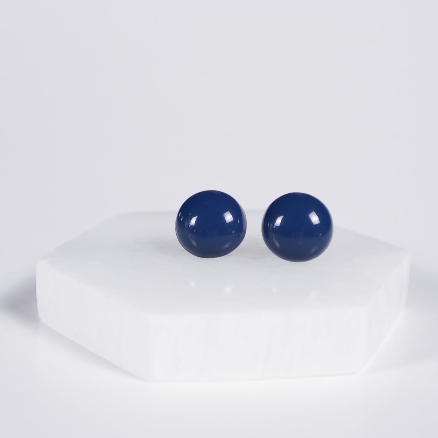 Mini Button Earrings - Navy Blue