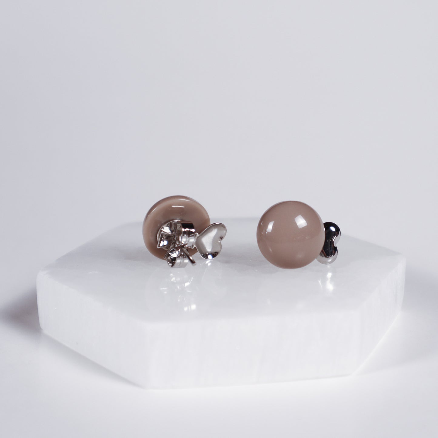 Mini Button Earrings - Oatmeal