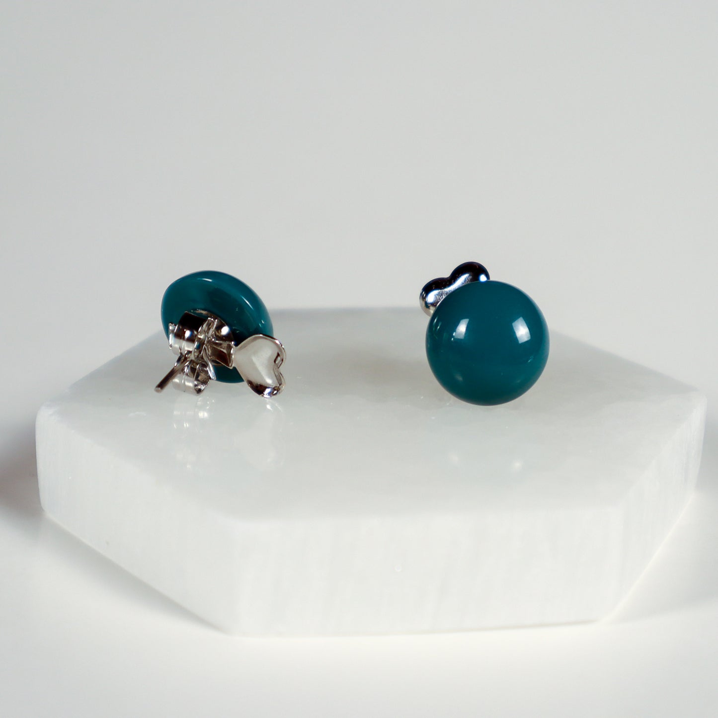 Mini Button Earrings - Ocean Blue