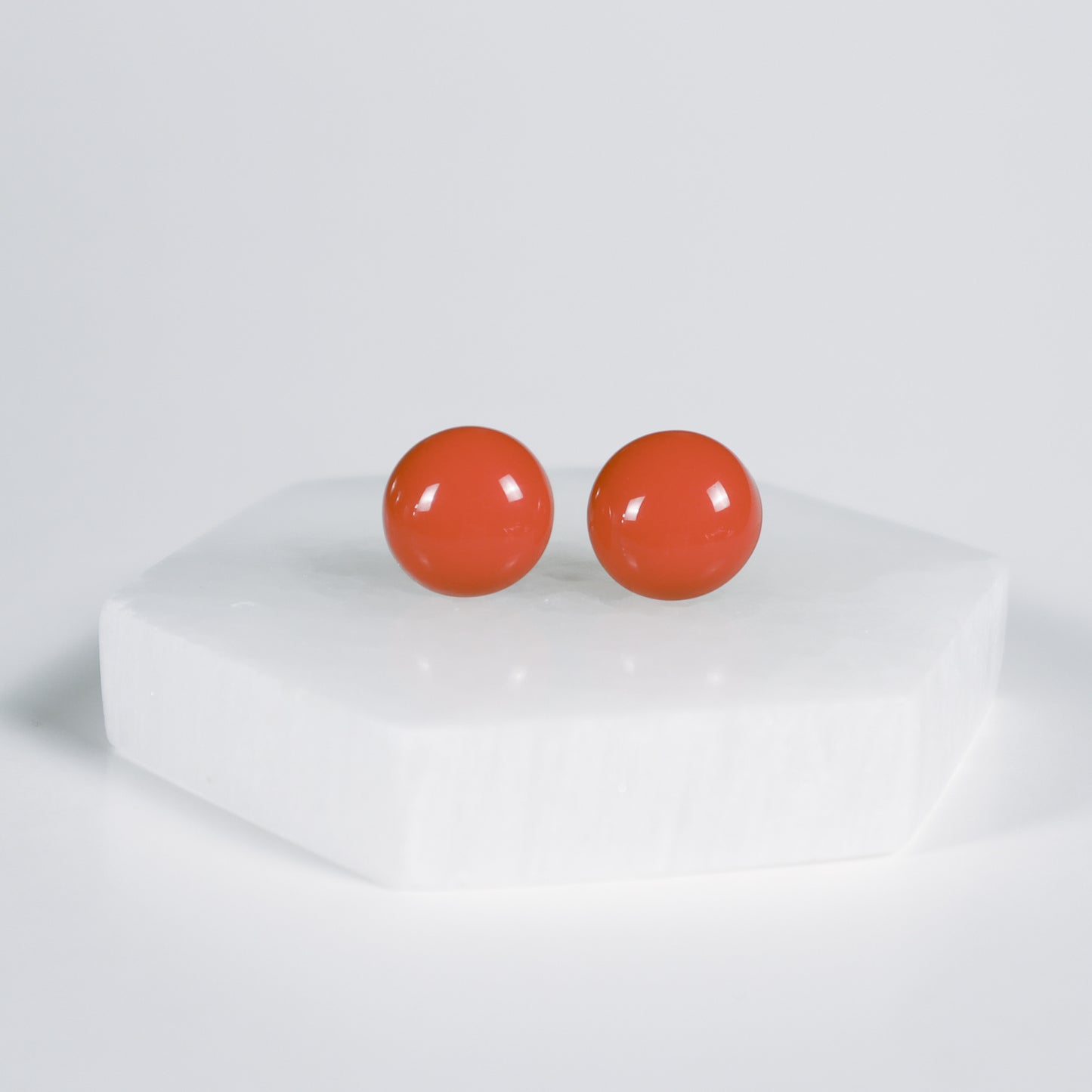 Mini Button Earrings - Orange
