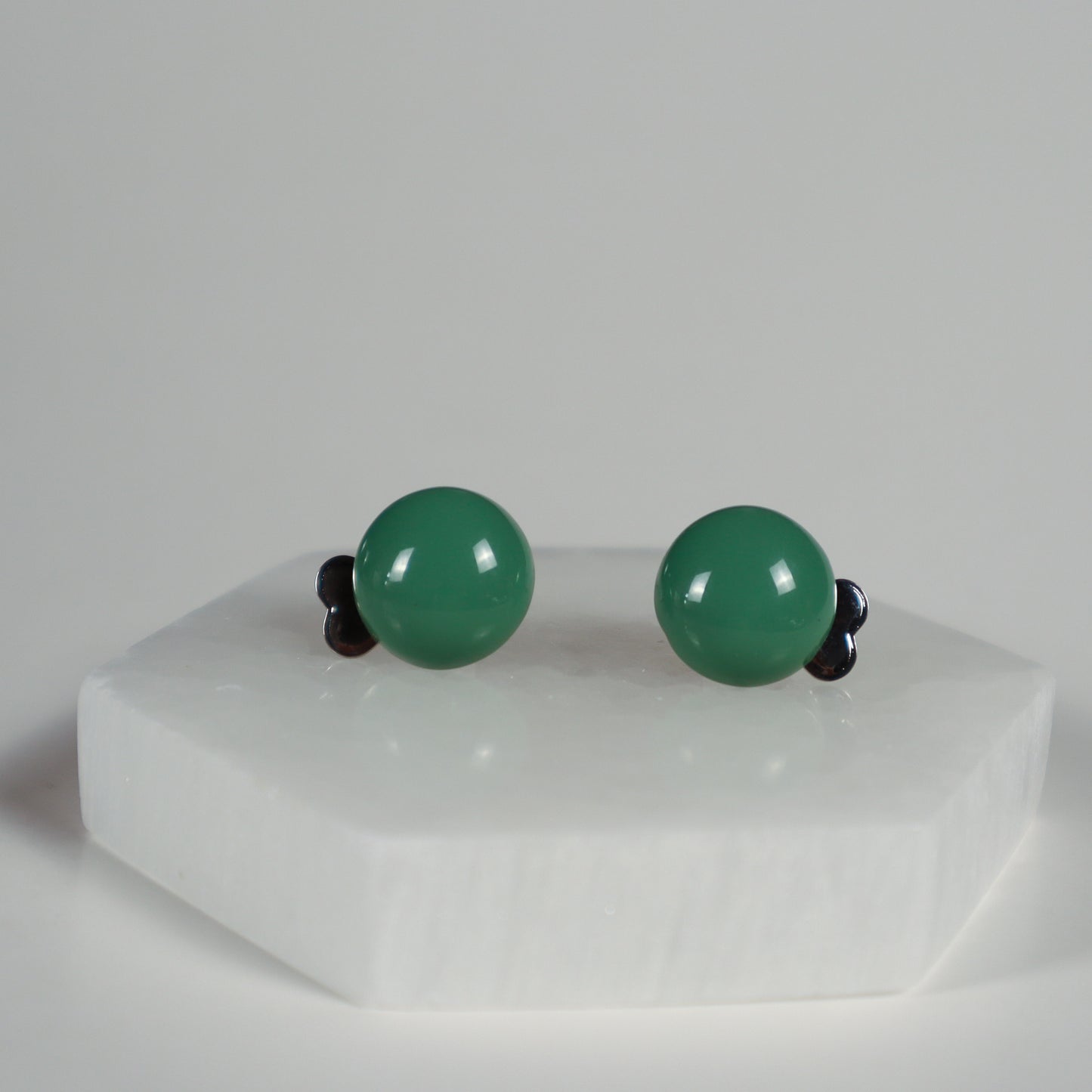 Mini Button Earrings - Sage Green