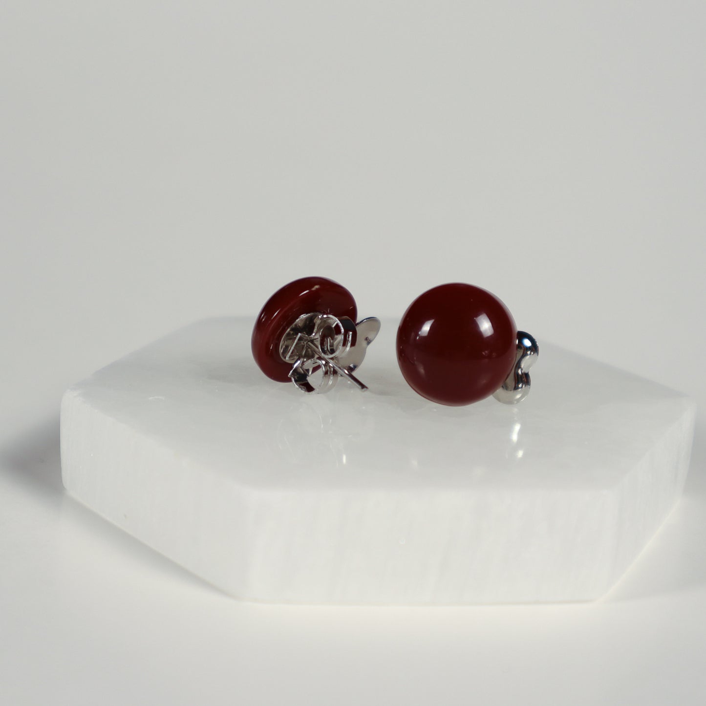 Mini Button Earrings - Sangria