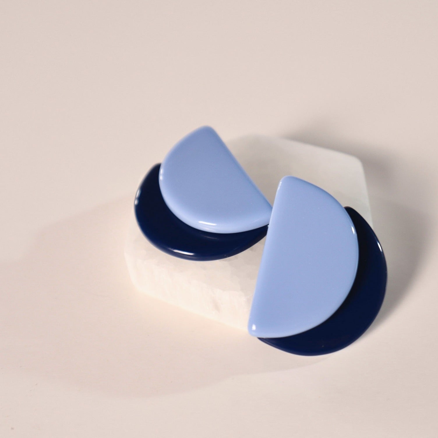 Semi Circles Resin Earrings in Blue