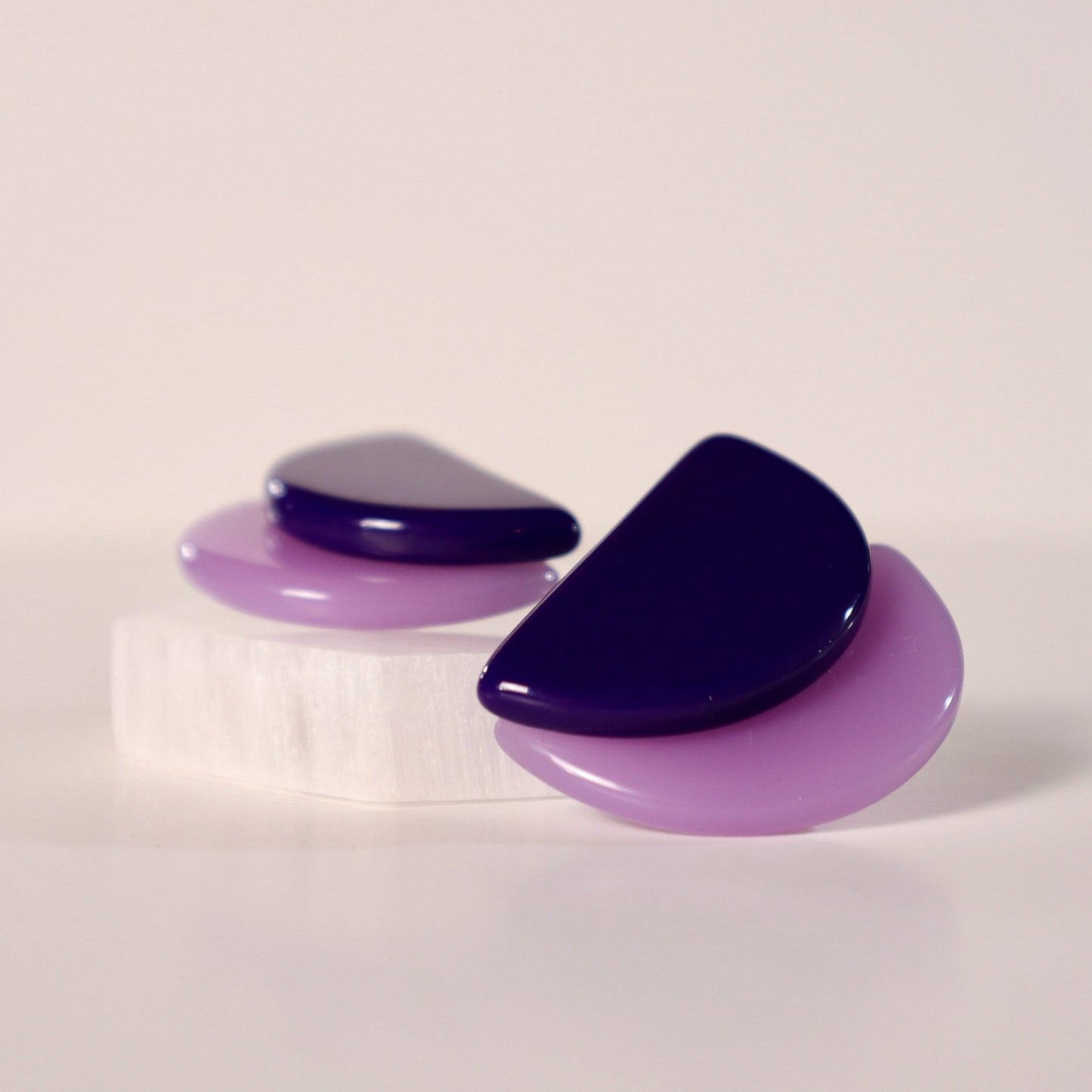 Semi Circles Resin Earrings in Lavender & Purple