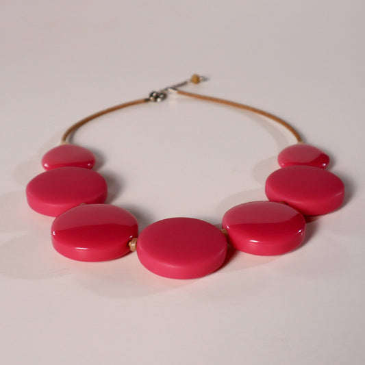 Seven Circles Resin Necklace in Pink 