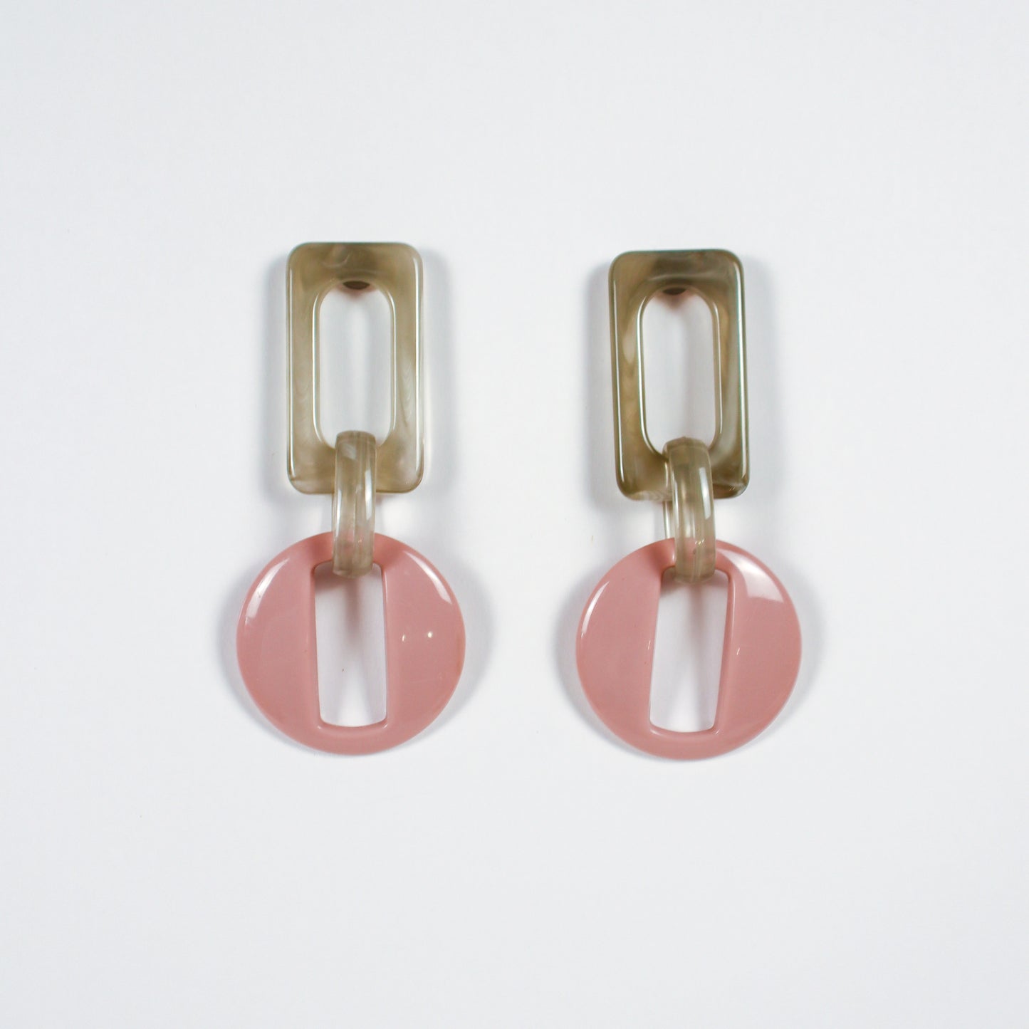 Geometric Statement Earrings - Gray & Pink