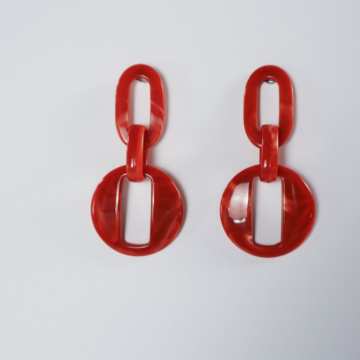 Geometric Statement Earrings - Red