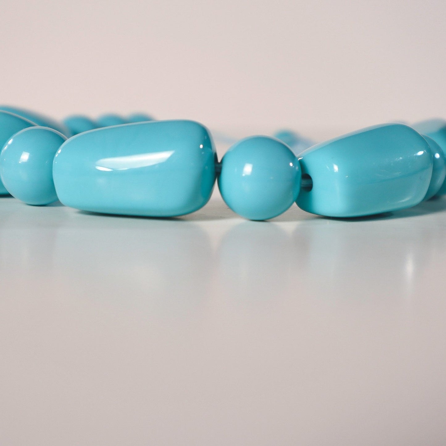 Two Shapes Statement Resin Necklace in Tiffany Blue