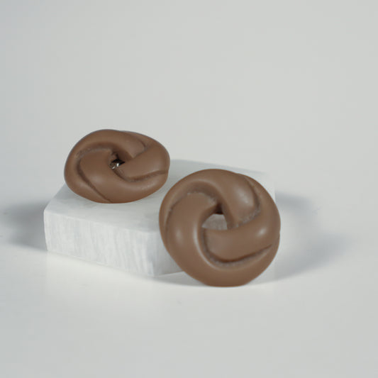 Twisted Spiral Earrings - Coffee and Cream